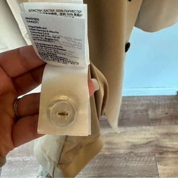 H&M Classic Tan Double-Breasted Women's trench Coat size XL - Picture 9 of 14